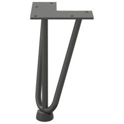Nogi do stołu Hairpin, 4 szt., antracyt, 20 cm, lita stal
