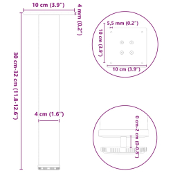 Nogi do stolika kawowego, 4 szt., czarne, 30-32 cm, stal