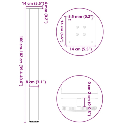 Nogi do stolika kawowego, 4 szt., czarne, 100-102 cm, stal