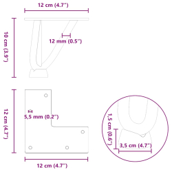 Nogi do stołu Hairpin, 4 szt., czarne, 10 cm, lita stal