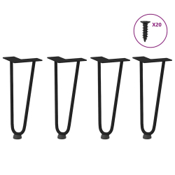Nogi do stołu Hairpin, 4 szt., czarne, 30 cm, lita stal