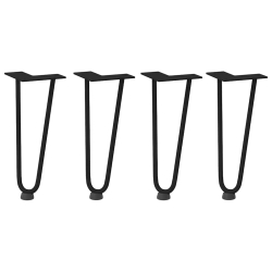 Nogi do stołu Hairpin, 4 szt., czarne, 30 cm, lita stal