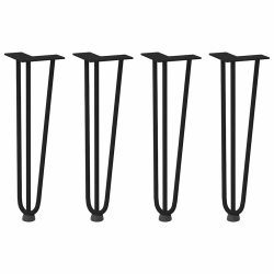 Nogi do stołu Hairpin, 4 szt., czarne, 42 cm, lita stal