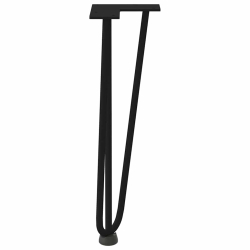 Nogi do stołu Hairpin, 4 szt., czarne, 42 cm, lita stal