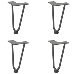 Nogi do stołu Hairpin, 4 szt., antracyt, 20 cm, lita stal