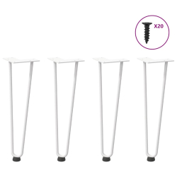 Nogi do stołu Hairpin, 4 szt., biale, 42 cm, lita stal