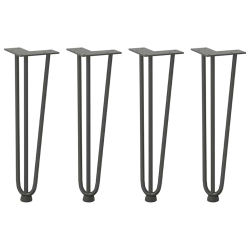 Nogi do stołu Hairpin, 4 szt., antracyt, 42 cm, lita stal