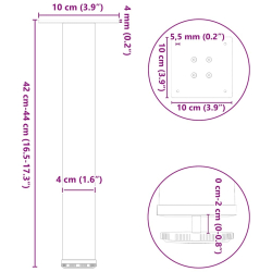 Nogi do stolika kawowego, 4 szt., antracyt, 42-44 cm, stal