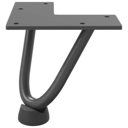 Nogi do stołu Hairpin, 4 szt., antracyt, 10 cm, lita stal