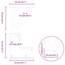 Nogi do stołu Hairpin, 4 szt., antracyt, 10 cm, lita stal