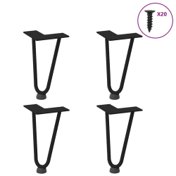 Nogi do stołu Hairpin, 4 szt., czarne, 20 cm, lita stal