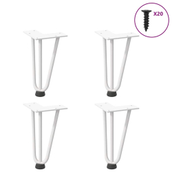Nogi do stołu Hairpin, 4 szt., biale, 20 cm, lita stal