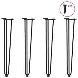 Nogi do stołu Hairpin, 4 szt., czarne, 72 cm, lita stal