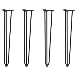 Nogi do stołu Hairpin, 4 szt., czarne, 72 cm, lita stal