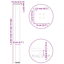 Nogi do stolika kawowego, 4 szt., antracyt, 100-102 cm, stal