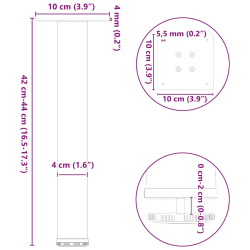 Nogi do stolika kawowego, 4 szt., czarne, 42-44 cm, stal