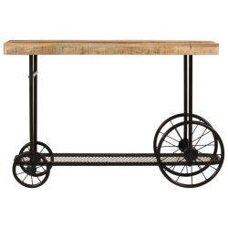 Stolik konsolowy, 112x36x76 cm, lite drewno mango i żelazo