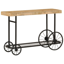 Stolik konsolowy, 112x36x76 cm, lite drewno mango i żelazo