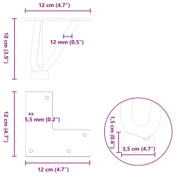 Nogi do stołu Hairpin, 4 szt., antracyt, 10 cm, lita stal