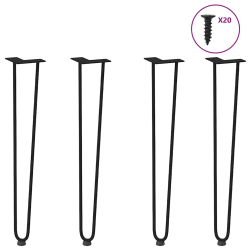 Nogi do stołu Hairpin, 4 szt., czarne, 72 cm, lita stal