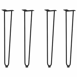 Nogi do stołu Hairpin, 4 szt., czarne, 72 cm, lita stal