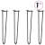 Nogi do stołu Hairpin, 4 szt., czarne, 72 cm, lita stal