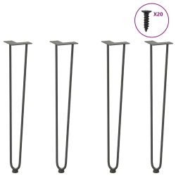 Nogi do stołu Hairpin, 4 szt., antracyt, 72 cm, lita stal