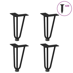 Nogi do stołu Hairpin, 4 szt., czarne, 20 cm, lita stal