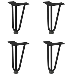 Nogi do stołu Hairpin, 4 szt., czarne, 20 cm, lita stal