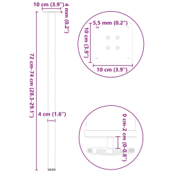 Nogi do stolika kawowego, 4 szt., antracyt, 72-74 cm, stal