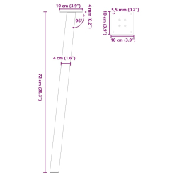 Nogi do stolika kawowego, 4 szt., biale, 72 cm, stal