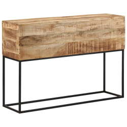 Stolik konsolowy, 110x30x75 cm, surowe drewno mango i żelazo