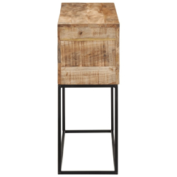 Stolik konsolowy, 110x30x75 cm, surowe drewno mango i żelazo