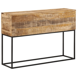 Stolik konsolowy, 110x30x75 cm, surowe drewno mango i żelazo