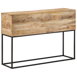 Stolik konsolowy, 110x30x75 cm, surowe drewno mango i żelazo