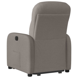 Podnoszony fotel rozkładany, elektryczny, kolor taupe, tkanina