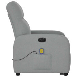 Podnoszony fotel masujący, elektryczny, rozkładany, jasnoszary