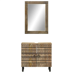 2-cz. zestaw mebli łazienkowych, lite drewno mango