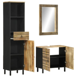 3-cz. zestaw mebli łazienkowych, lite drewno mango