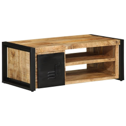 Stolik kawowy, 90x50x36 cm, surowe lite drewno mango