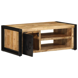 Stolik kawowy, 90x50x36 cm, surowe lite drewno mango