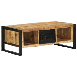 Stolik kawowy, 90x50x36 cm, surowe lite drewno mango