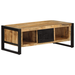 Stolik kawowy, 90x50x36 cm, surowe lite drewno mango
