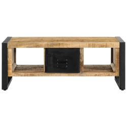 Stolik kawowy, 90x50x36 cm, surowe lite drewno mango