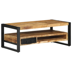 Stolik kawowy, 90x50x36 cm, surowe lite drewno mango