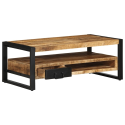 Stolik kawowy, 90x50x36 cm, surowe lite drewno mango