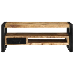 Stolik kawowy, 90x50x36 cm, surowe lite drewno mango