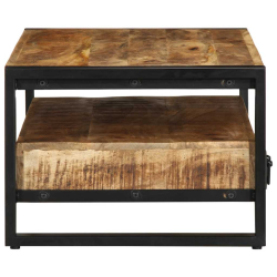 Stolik kawowy, 90x50x36 cm, surowe lite drewno mango