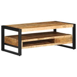 Stolik kawowy, 90x50x36 cm, surowe lite drewno mango