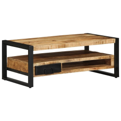 Stolik kawowy, 90x50x36 cm, surowe lite drewno mango